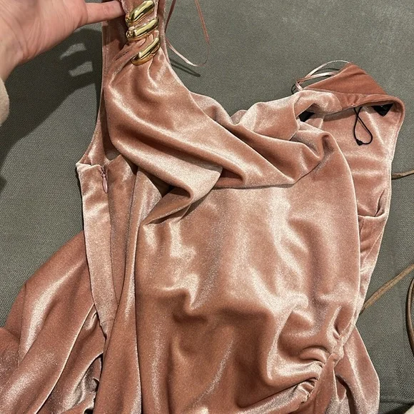 Zara Velvet Blush Color Midi Dress - Picture 15 of 16